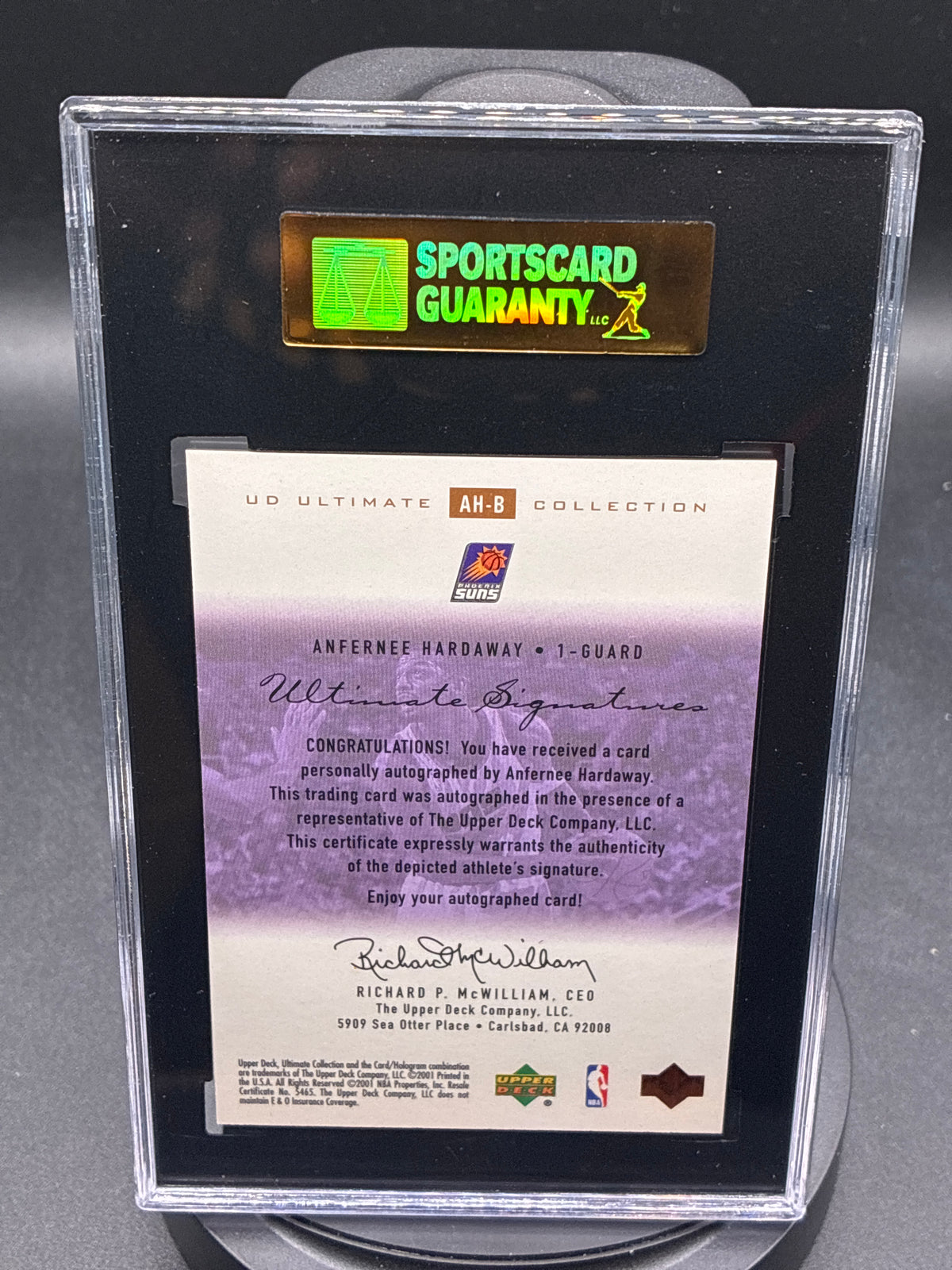 2000-01 Upper Deck Ultimate Collection Anfernee Hardaway Bronze Autograph #AH-B /200 SGC 9