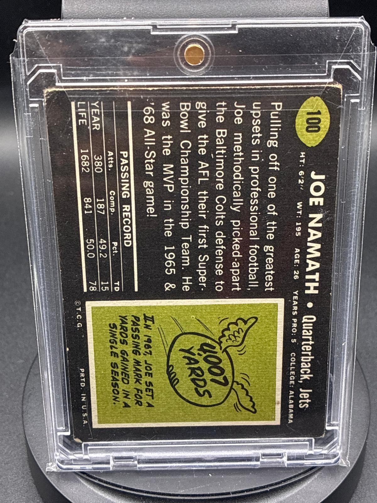 1969 Topps Joe Namath #100 Broadway Joe