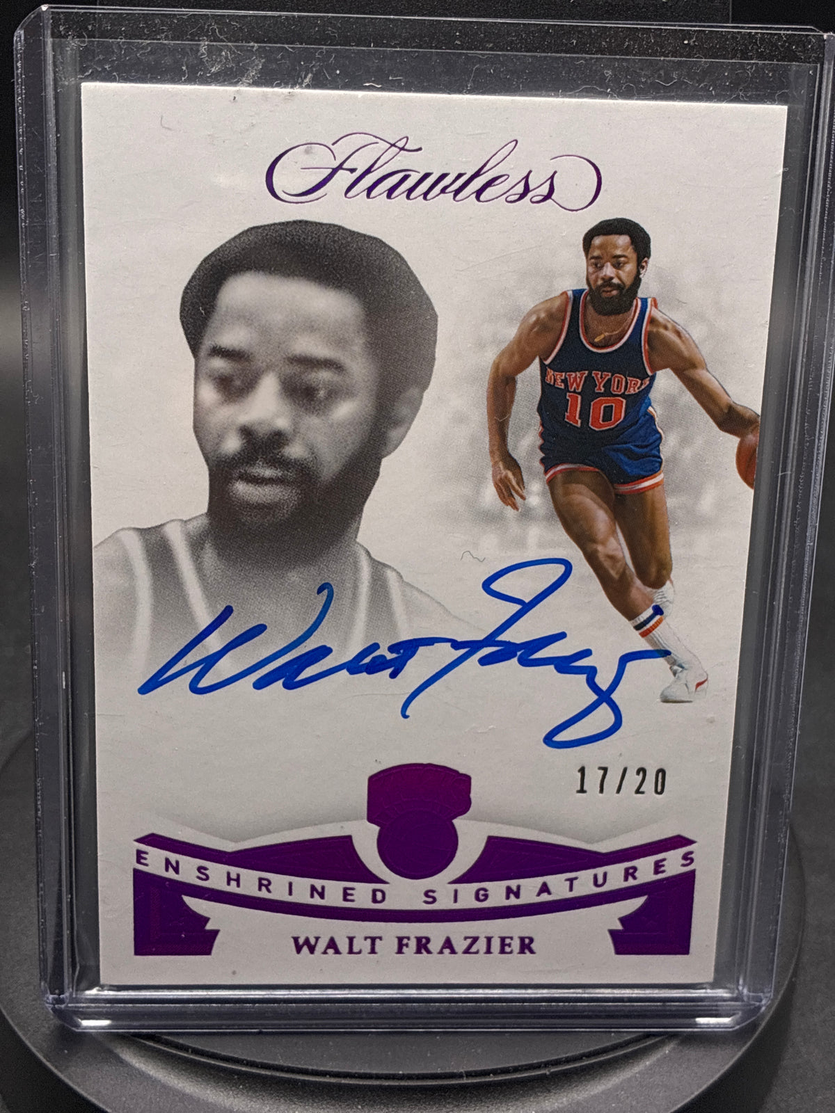 2018-19 Panini Flawless Walt Frazier Enshrined Signatures Purple #17/20