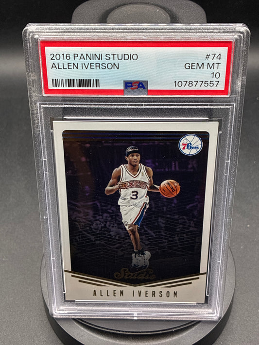 2016-17 Panini Studio Allen Iverson #74 PSA 10 Gem Mint