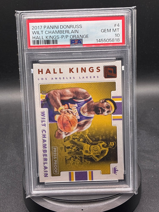 2017 Panini Donruss Wilt Chamberlain Hall Kings Press Proof Orange #4 PSA 10