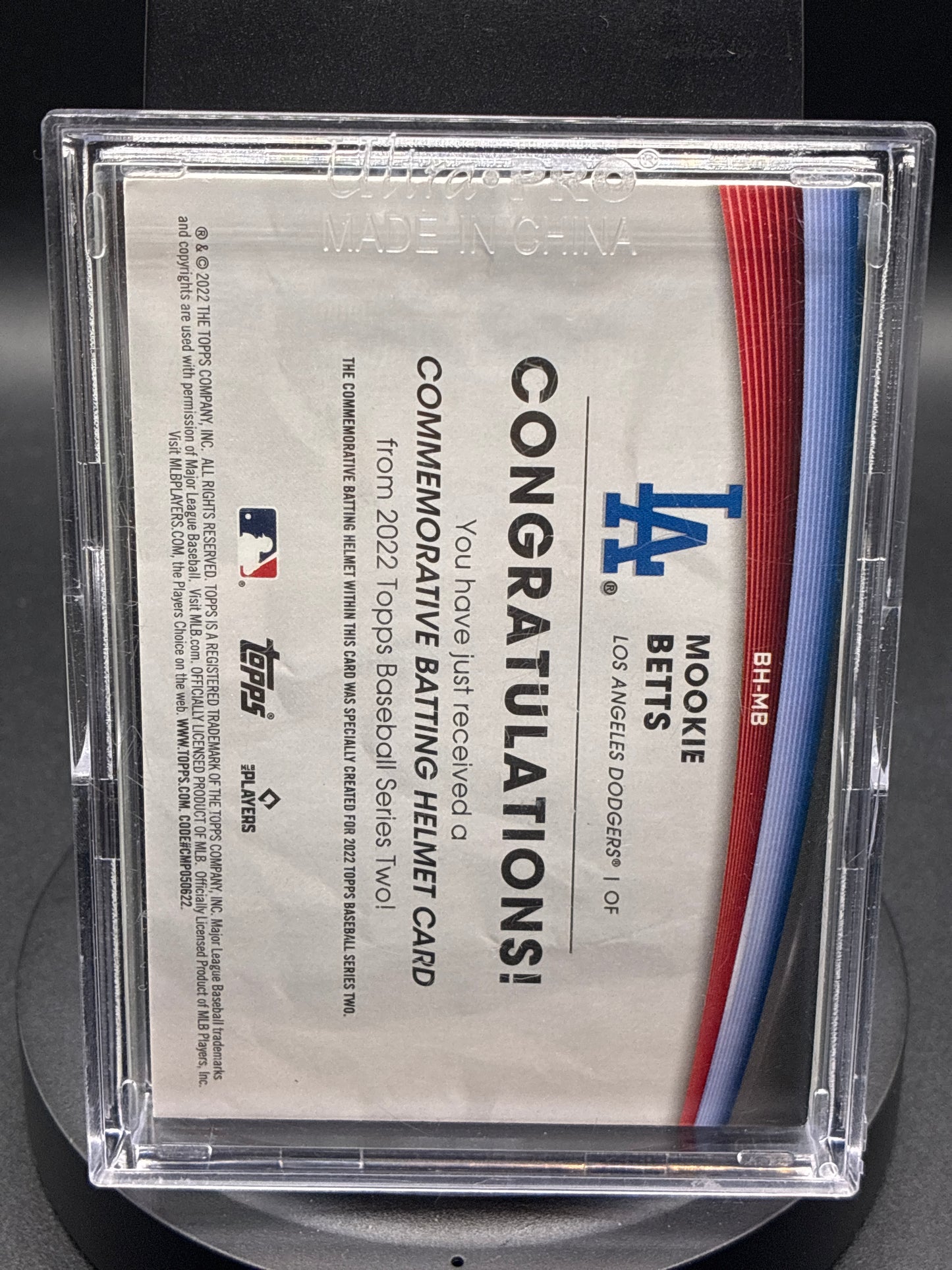2022 Topps Baseball Series 2 Mookie Betts Commemorative Batting Helmet Card #BH-MB