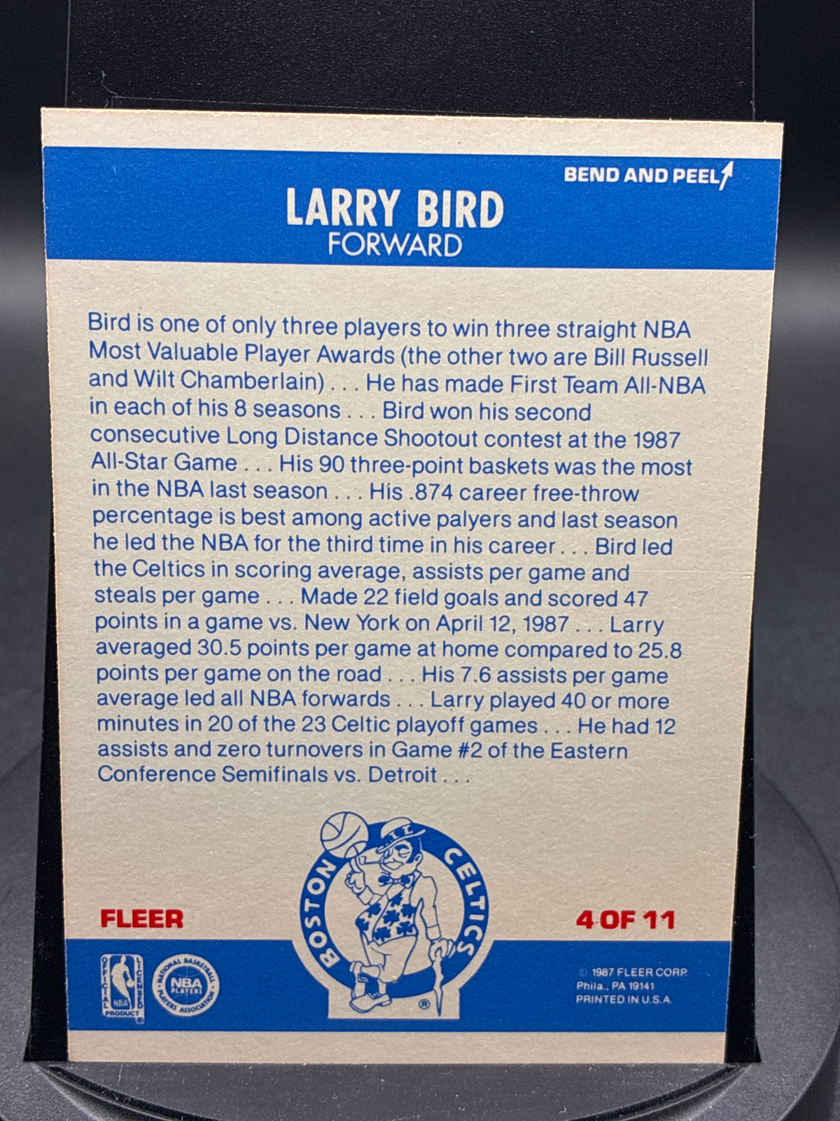 1987-88 Fleer Basketball Larry Bird #4 Sticker
