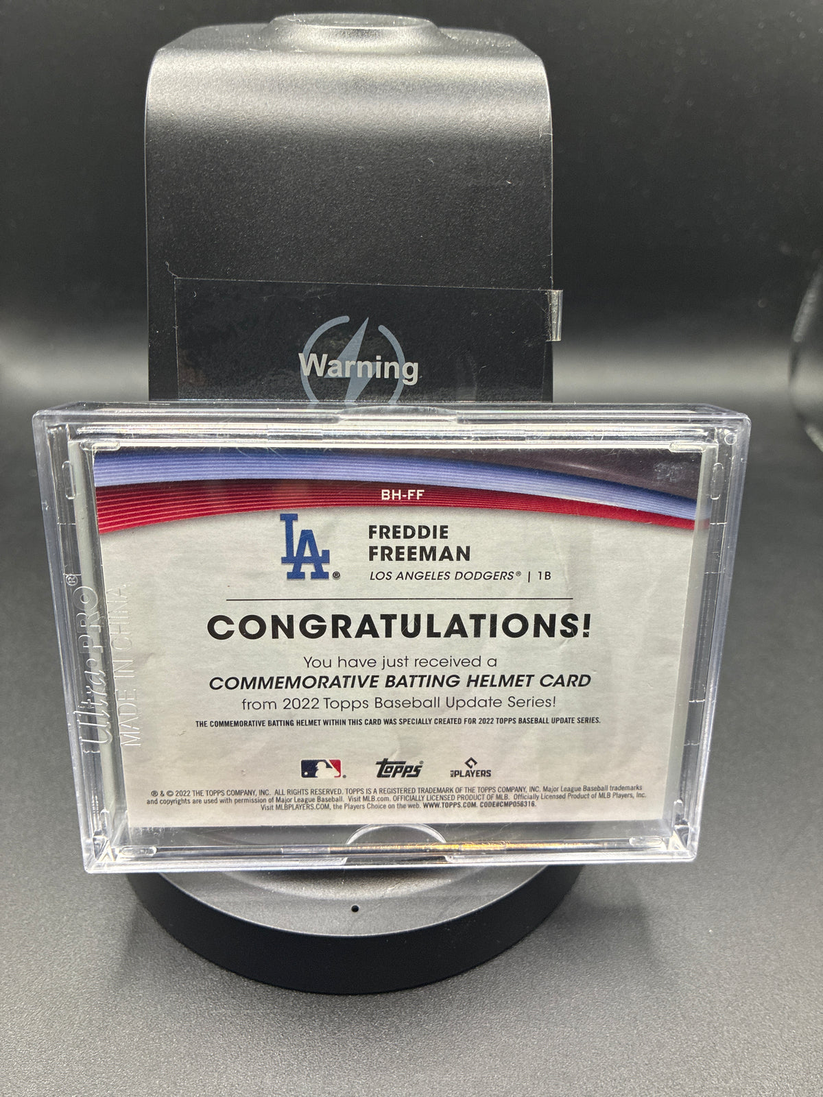 2022 Topps Update Freddie Freeman Los Angeles Dodgers Commemorative Batting Helmet Card #BH-FF