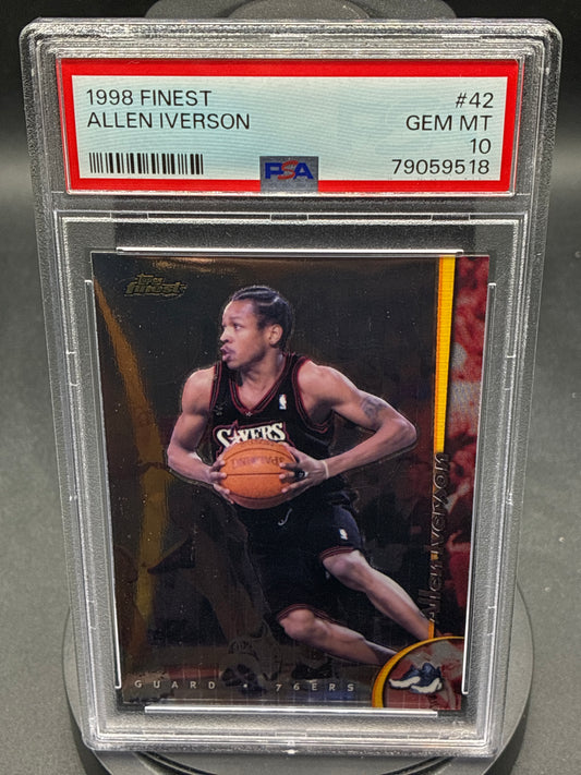 1998 Topps Finest Allen Iverson #42 PSA 10 GEM MINT