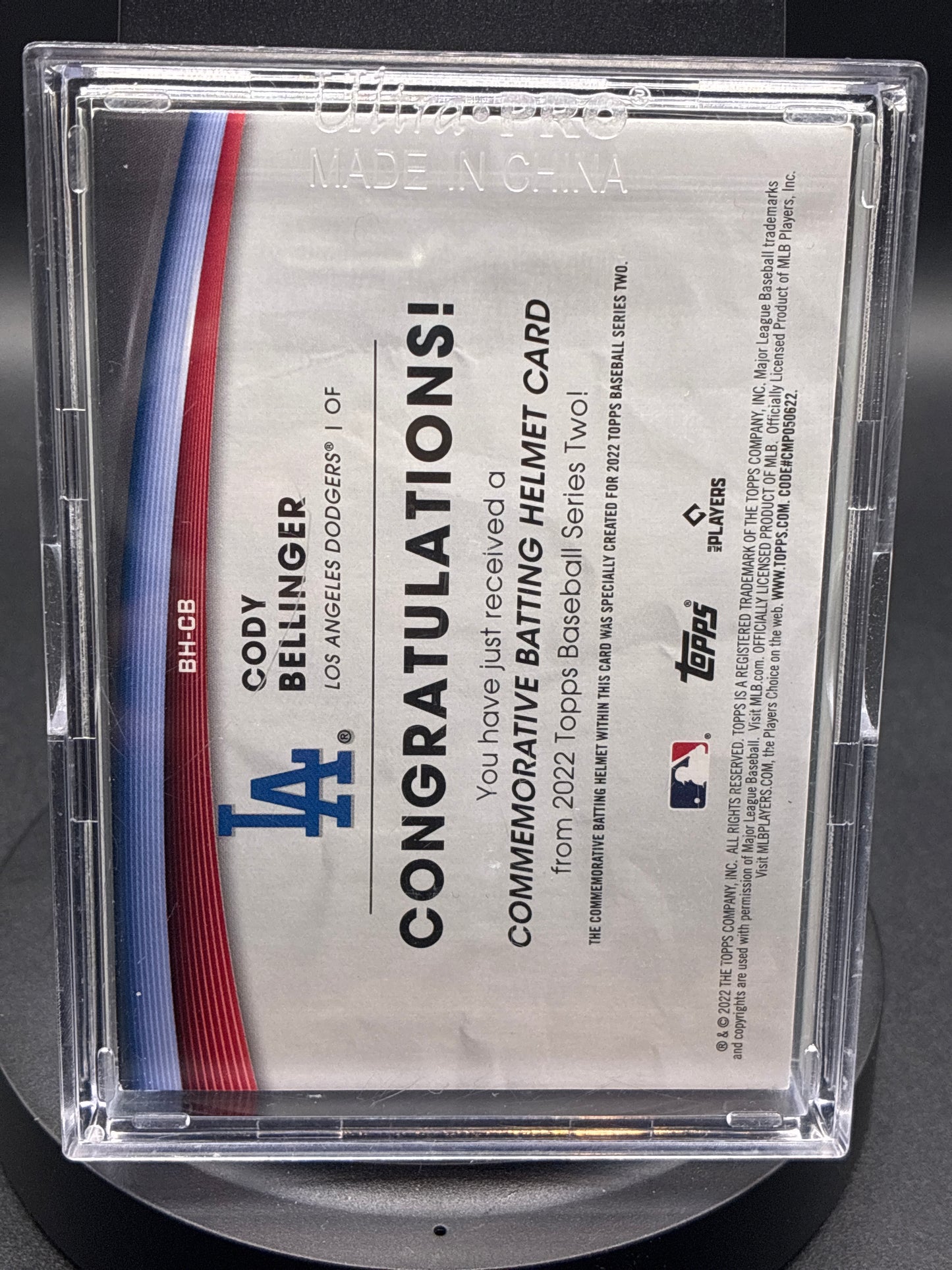 2022 Topps Series 2 Cody Bellinger Commemorative Batting Helmet Card #BH-CB